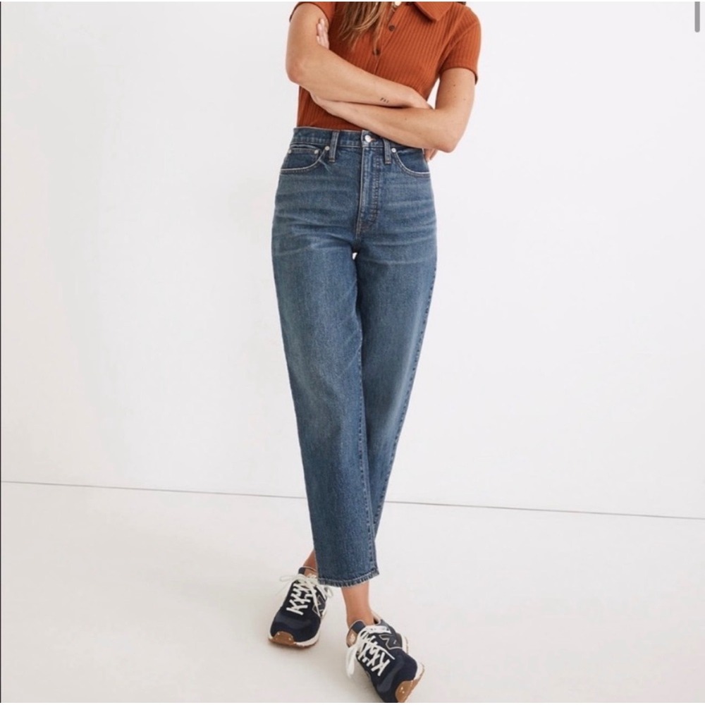 Madewell Balloon Jeans High Rise Curved Tapered Leg Blue Denim 25